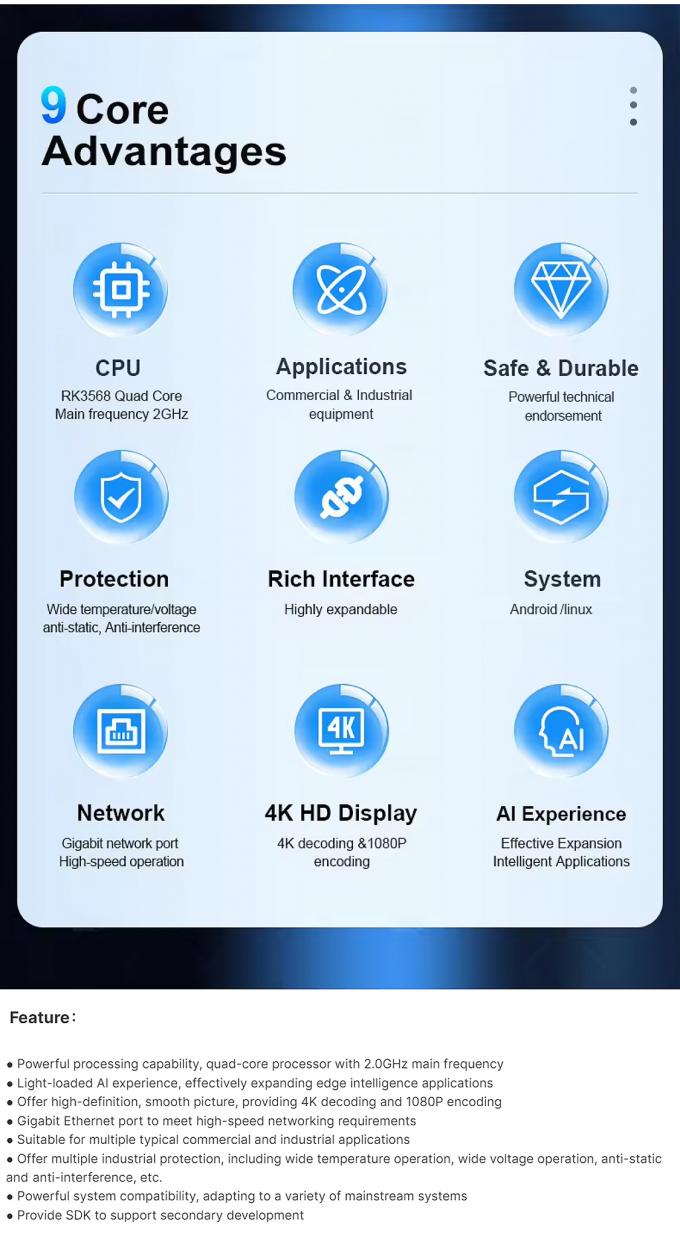 Scheda madre Android RK3568 personalizzabile con touch screen e opzioni di visualizzazione multiple per scheda ARM incorporata 3