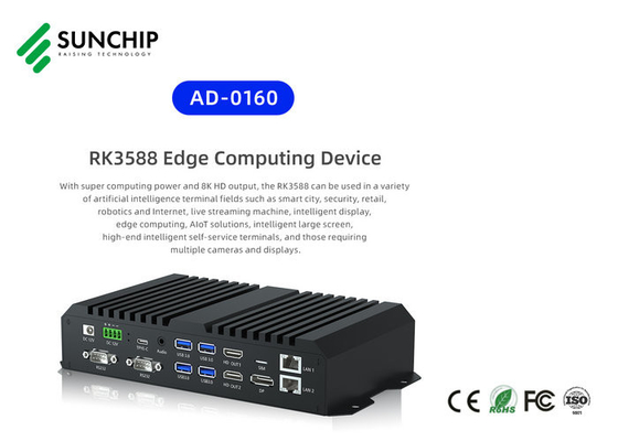 Sunchip Android 12 Media box RK3588 Industrial ARM Board 8K Octa Core Dual 1000M RS485 RS232 Edge computer player box