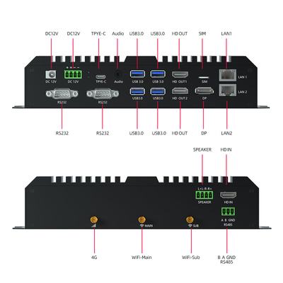 Sunchip Android 12 Media box RK3588 Industrial ARM Board 8K Octa Core Dual 1000M RS485 RS232 Edge computer player box